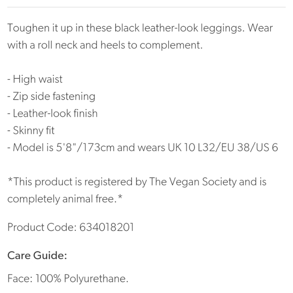 New Look Black Leather Zip Leggings - Picture 6 of 6